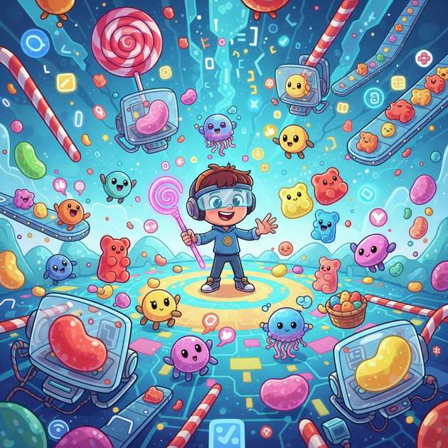 Neon Candy Circuit - Jabali AI Poster
