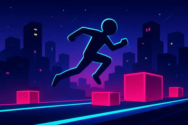 Neon Rooftop Rush - Jabali AI Poster