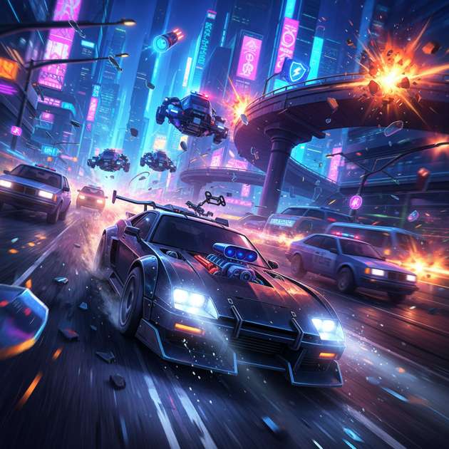 Neon Getaway: Urban Pursuit - Jabali AI Poster
