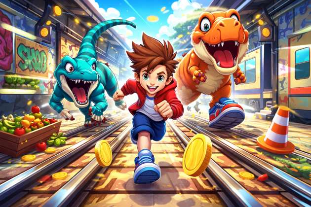 Dino Dash Duo Chase - Jabali AI Poster
