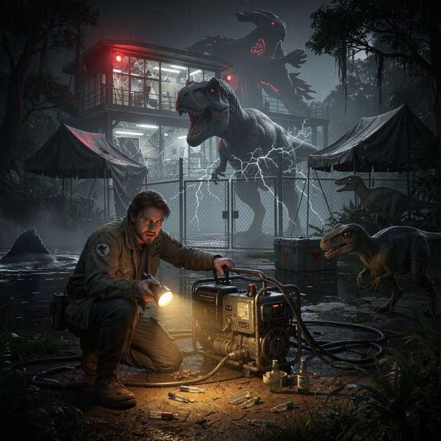 The Last Camp: Dinosaur Night - Jabali AI Poster